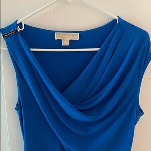 Vintage Michael Kors Blue One-Shoulder Drape Neck Dress